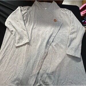 NWOT Dreams Co Wrap Cardigan 26/28 2X Gray Fleece Lined Button Cozy Stretch